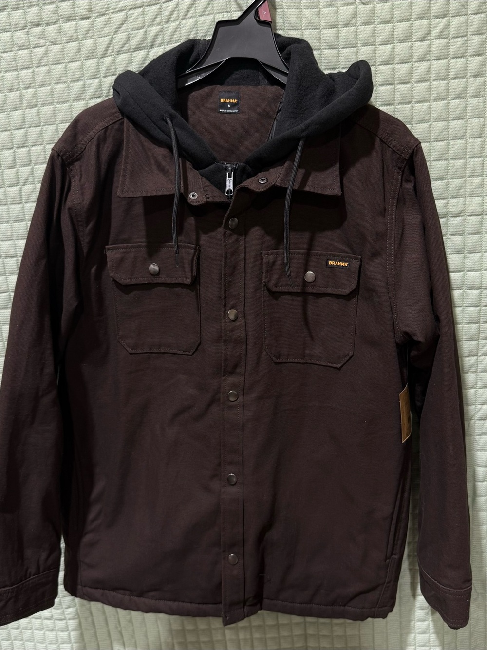Brahma Men’s Work Wear Insulated Dark Brown Jacket with Black Hood